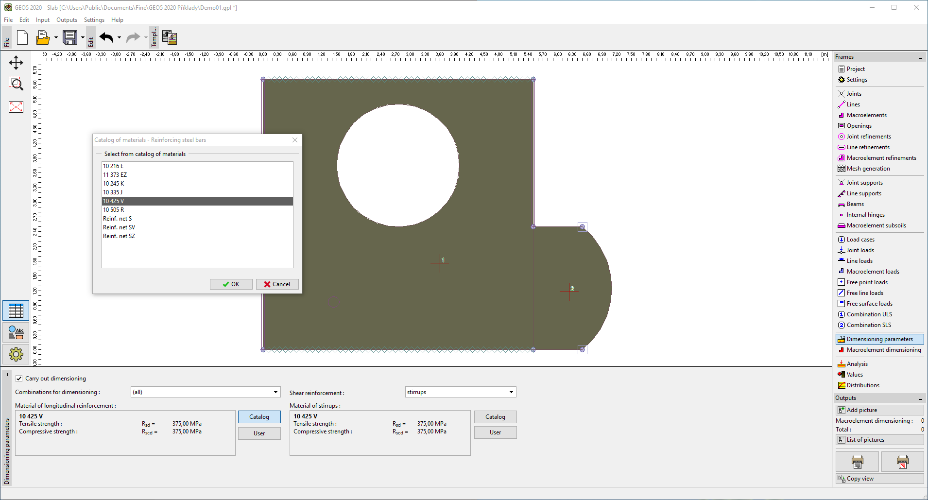 Dimensioning Parameters Program Slab Geo5 Online Help