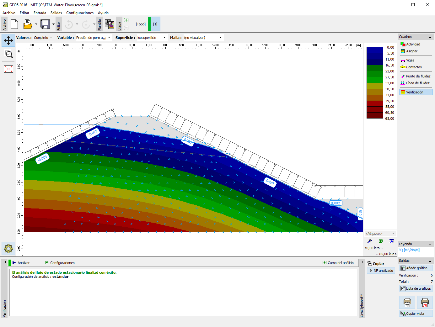 MEF – Flujo de Agua : Visualización de presión de poros
