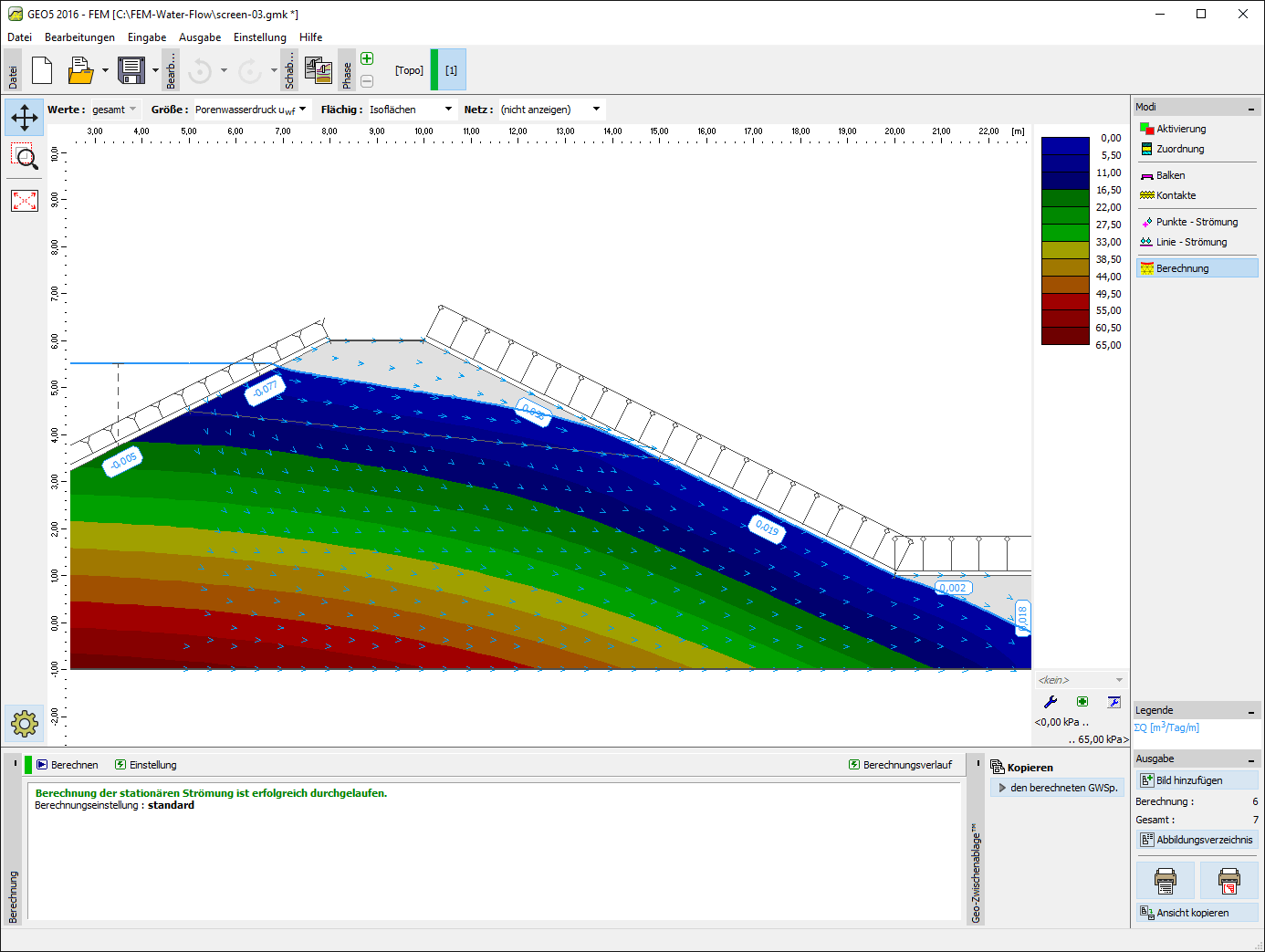 FEM - Wasserströmung : Visualisierung des Porenwasserdrucks