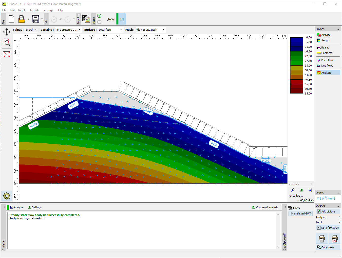 FEM – Water Flow : Pore pressure visualization