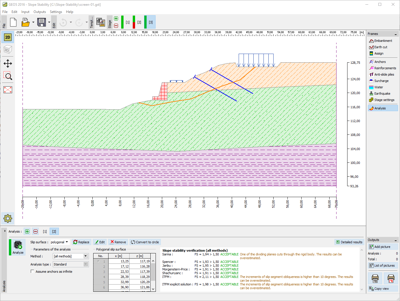 Safety analysis: failure mechanism slope stability with high load on crest  - GeoStudio, PLAXIS Forum - GeoStudio