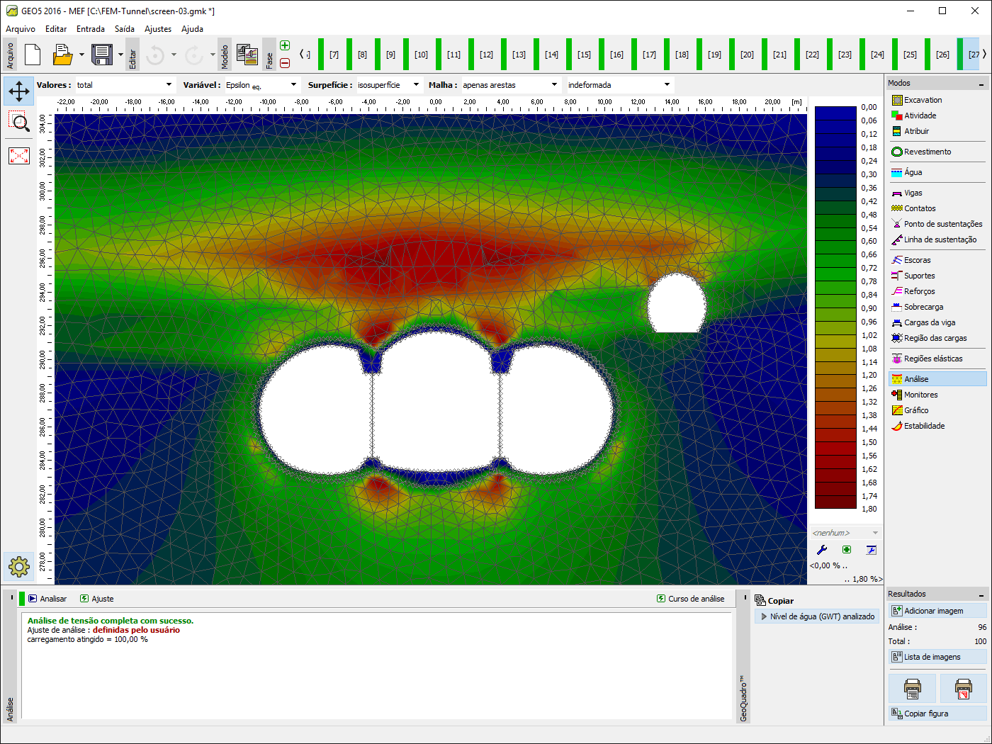 MEF – Túnel : Modelo de talude com elementos ancorados